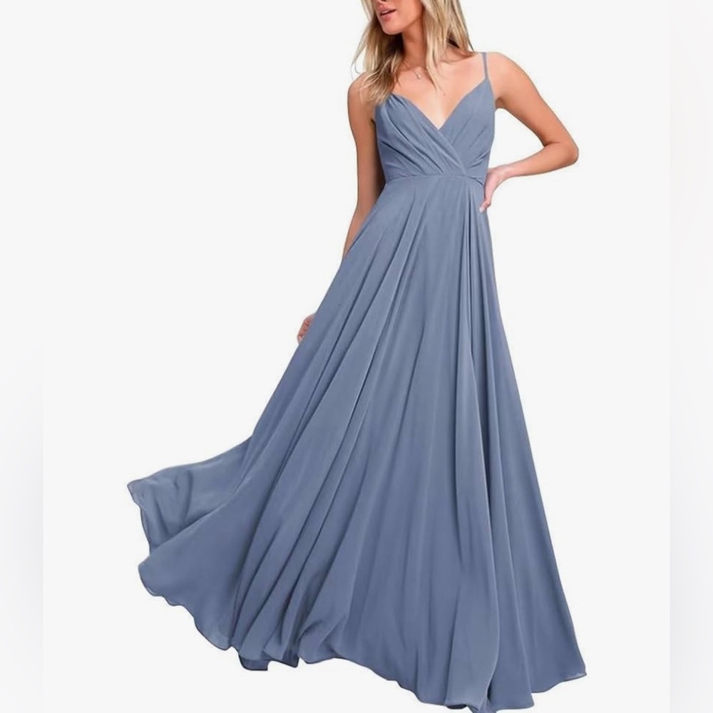 Lulus - All About Love slate blue maxi dress in size XS